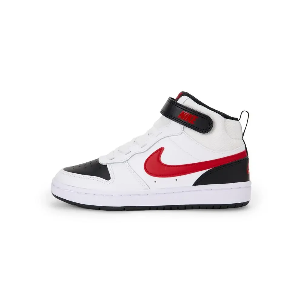 NWT Nike Court Borough Mid 2 Little Kids Shoes White Red Black Size 2Y